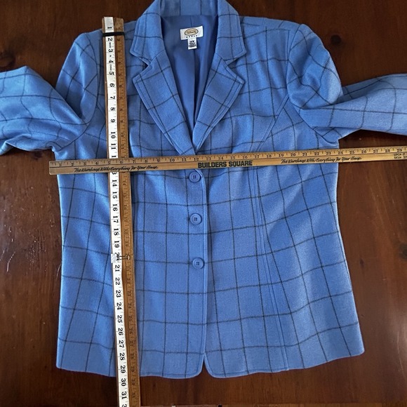 TALBOTS WOMAN Blue Plaid Cashmere Wool BLAZER Jacket 18W Work Office Academia - Picture 7 of 14